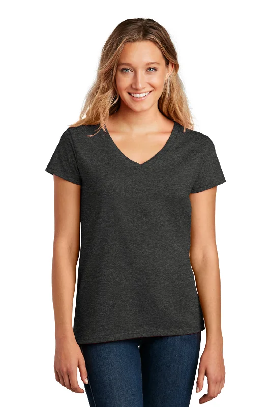 District Womens Re-Tee Short Sleeve V-Neck T-Shirt - Heather Charcoal Grey Real Fur Shearling Chenille District Womens Re-Tee Short Sleeve V-Neck T-Shirt - Heather Charcoal Grey Real Fur Shearling Chenille