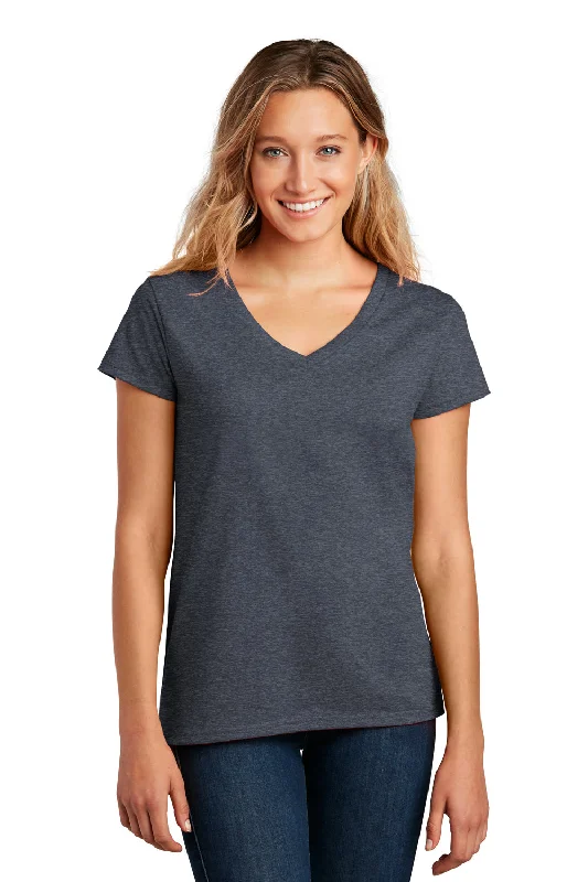 District Womens Re-Tee Short Sleeve V-Neck T-Shirt - Heather Navy Blue Machine Wash Dry Clean Hand Wash District Womens Re-Tee Short Sleeve V-Neck T-Shirt - Heather Navy Blue Machine Wash Dry Clean Hand Wash