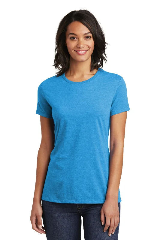 District Womens Very Important Short Sleeve Crewneck T-Shirt - Heather Bright Turquoise Blue Hooded Caped Shawl Collar District Womens Very Important Short Sleeve Crewneck T-Shirt - Heather Bright Turquoise Blue Hooded Caped Shawl Collar