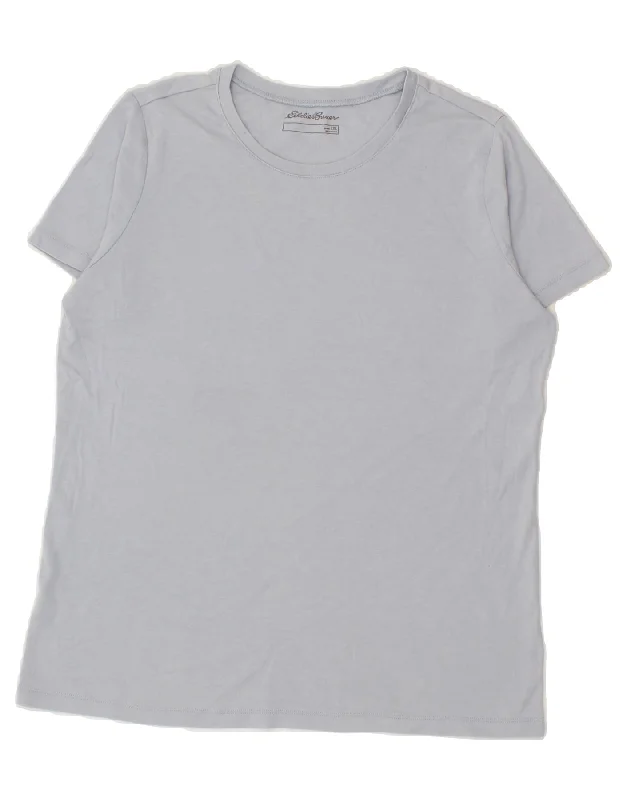 EDDIE BAUER Womens T-Shirt Top UK 20 2XL Blue Cotton Welt Pockets Slit Pockets