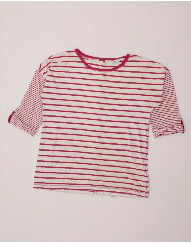 FAT FACE Womens T-Shirt Top UK 8 Small Pink Striped Cotton Elegant Classic Vintage