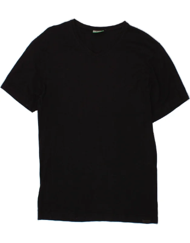 FILA Womens T-Shirt Top UK 12 Medium Black Satin Fabric Silk Fabric Chiffon Fabric