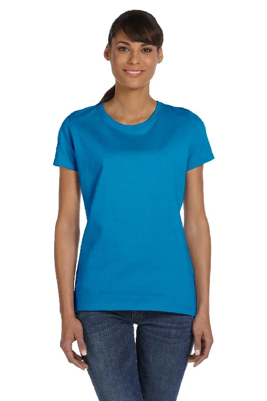 Fruit Of The Loom Womens HD Jersey Short Sleeve Crewneck T-Shirt - Pacific Blue Print Jacquard Patchwork Fruit Of The Loom Womens HD Jersey Short Sleeve Crewneck T-Shirt - Pacific Blue Print Jacquard Patchwork