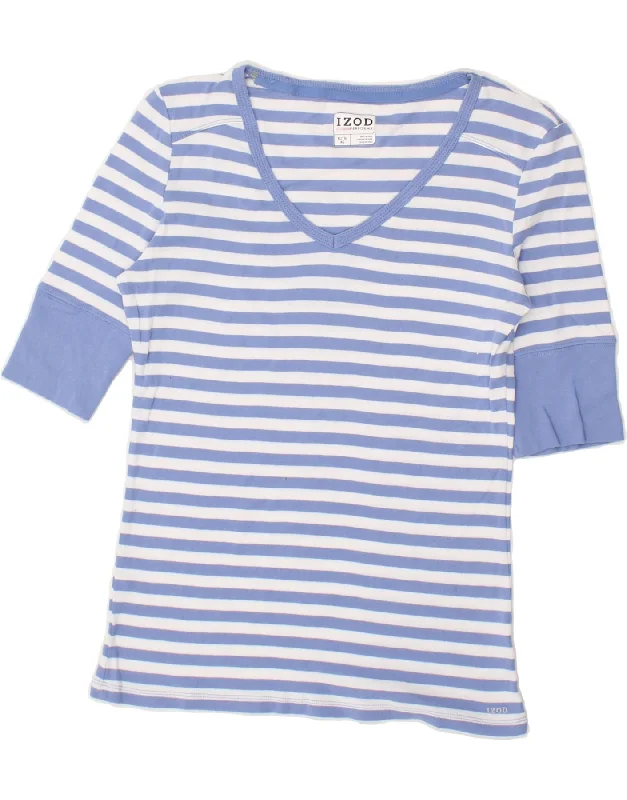 IZOD Womens T-Shirt Top UK 18 XL Blue Striped Cotton Iron Safe Non-Iron Wrinkle Free IZOD Womens T-Shirt Top UK 18 XL Blue Striped Cotton Iron Safe Non-Iron Wrinkle Free