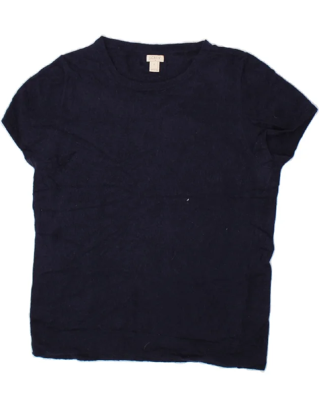 J. CREW Womens T-Shirt Top UK 18 XL Navy Blue Viscose Cozy Warm Stylish