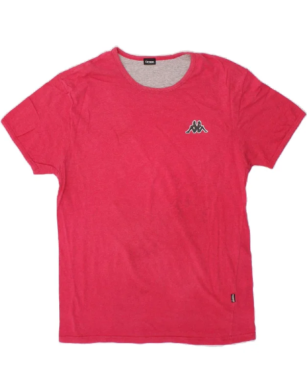 KAPPA Womens T-Shirt Top UK 18 XL Pink Cotton Embroidered Appliqued Beaded