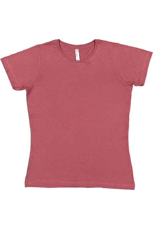 LAT Womens Fine Jersey Short Sleeve Crewneck T-Shirt - Rouge Mesh Blend Leather Blend Suede Blend LAT Womens Fine Jersey Short Sleeve Crewneck T-Shirt - Rouge Mesh Blend Leather Blend Suede Blend