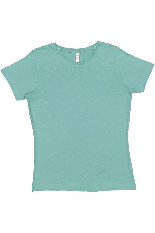 LAT Womens Fine Jersey Short Sleeve Crewneck T-Shirt - Saltwater Green Cashmere Blend Cotton Blend Poly Blend LAT Womens Fine Jersey Short Sleeve Crewneck T-Shirt - Saltwater Green Cashmere Blend Cotton Blend Poly Blend