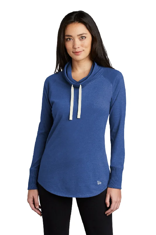 New Era Womens Long Sleeve Cowl Neck T-Shirt - Heather Royal Blue Cozy Warm Stylish