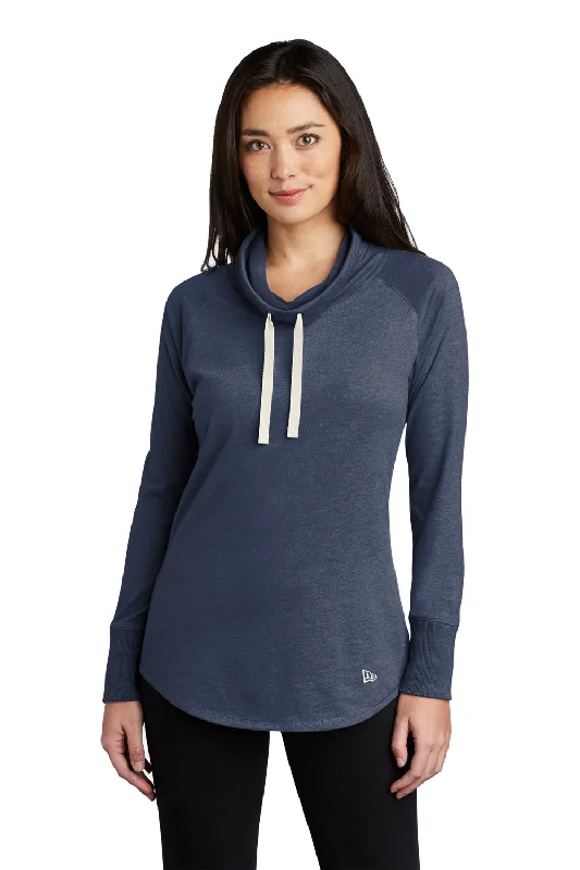 New Era Womens Long Sleeve Cowl Neck T-Shirt - Heather True Navy Blue Iron Safe Non-Iron Wrinkle Free New Era Womens Long Sleeve Cowl Neck T-Shirt - Heather True Navy Blue Iron Safe Non-Iron Wrinkle Free