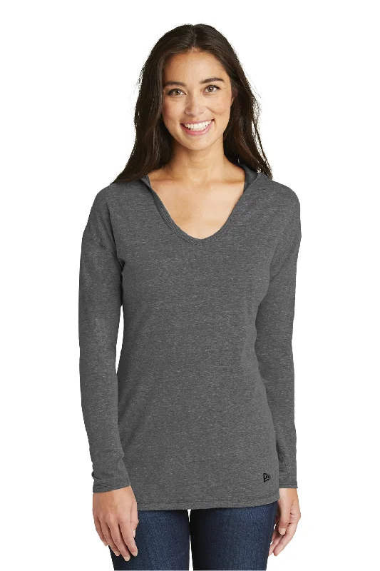 New Era Womens Performance Moisture Wicking Long Sleeve Hooded T-Shirt Hoodie - Dark Graphite Grey - Closeout Hooded Caped Shawl Collar New Era Womens Performance Moisture Wicking Long Sleeve Hooded T-Shirt Hoodie - Dark Graphite Grey - Closeout Hooded Caped Shawl Collar