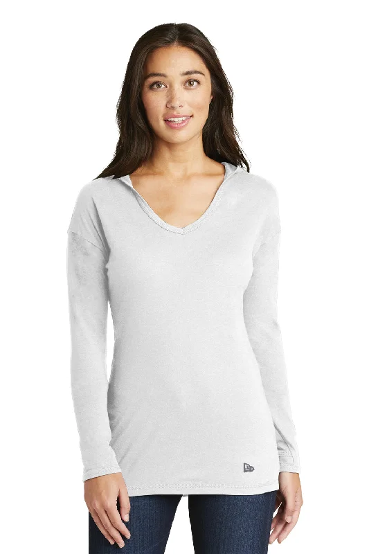 New Era Womens Performance Moisture Wicking Long Sleeve Hooded T-Shirt Hoodie - White - Closeout Boxy Fit Fitted Loose New Era Womens Performance Moisture Wicking Long Sleeve Hooded T-Shirt Hoodie - White - Closeout Boxy Fit Fitted Loose