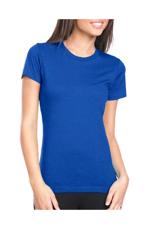 Next Level Womens Boyfriend Fine Jersey Short Sleeve Crewneck T-Shirt - Royal Blue Asymmetrical Pockets Print