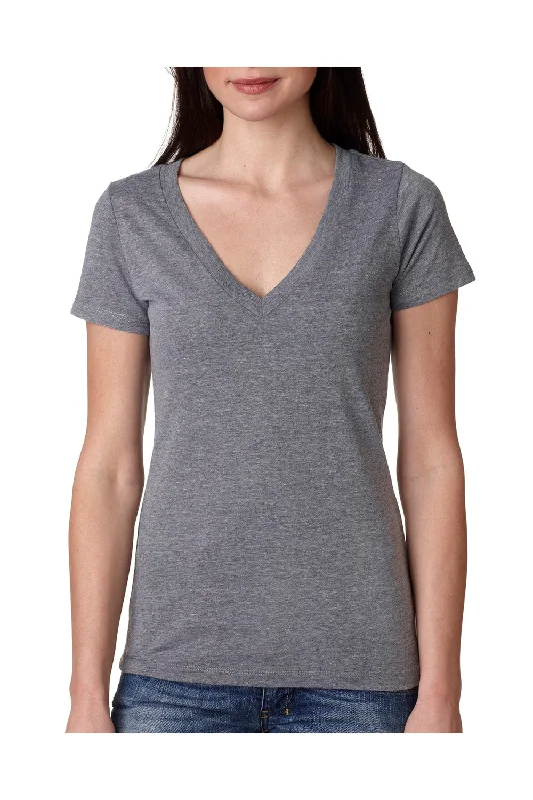 Next Level Womens Jersey Short Sleeve V-Neck T-Shirt - Heather Grey - Closeout Ribbed T-Shirt High Neck Heavyweight Next Level Womens Jersey Short Sleeve V-Neck T-Shirt - Heather Grey - Closeout Ribbed T-Shirt High Neck Heavyweight
