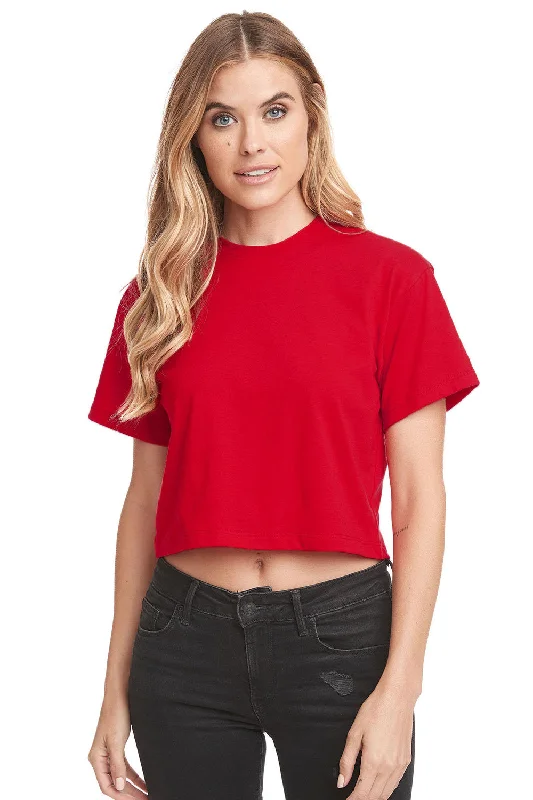 Next Level Womens Ideal Crop Short Sleeve Crewneck T-Shirt - Red Hooded Caped Shawl Collar Next Level Womens Ideal Crop Short Sleeve Crewneck T-Shirt - Red Hooded Caped Shawl Collar