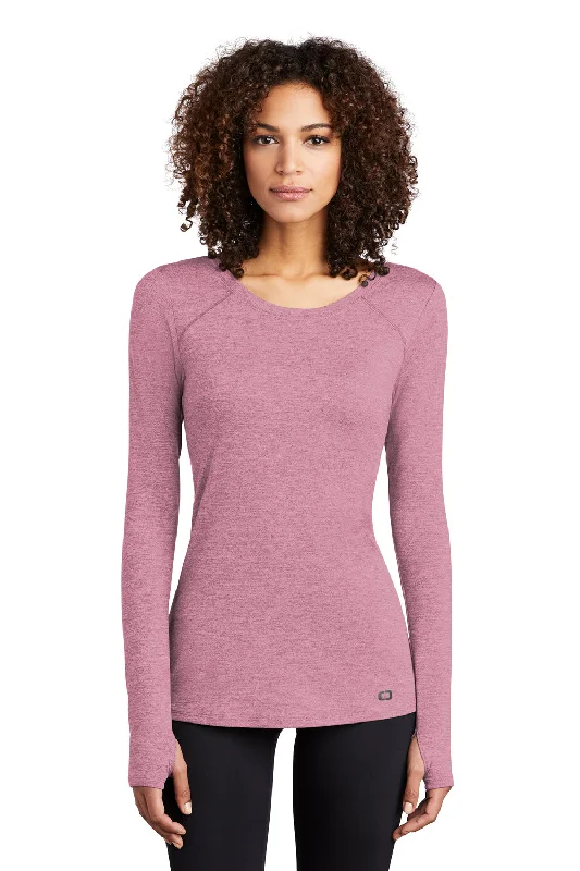 Ogio Womens Endurance Force Moisture Wicking Long Sleeve Crewneck T-Shirt - Heather Lilac Pink Elasticated Padded Insulated Ogio Womens Endurance Force Moisture Wicking Long Sleeve Crewneck T-Shirt - Heather Lilac Pink Elasticated Padded Insulated