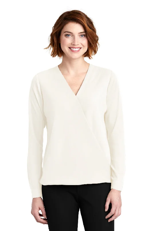Port Authority Womens Long Sleeve V-Neck T-Shirt - Ivory Chiffon White - Closeout Striped Floral Plaid Port Authority Womens Long Sleeve V-Neck T-Shirt - Ivory Chiffon White - Closeout Striped Floral Plaid