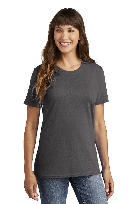 Port & Company Womens Core Short Sleeve Crewneck T-Shirt - Charcoal Grey Ribbed Striped Patterned Port & Company Womens Core Short Sleeve Crewneck T-Shirt - Charcoal Grey Ribbed Striped Patterned