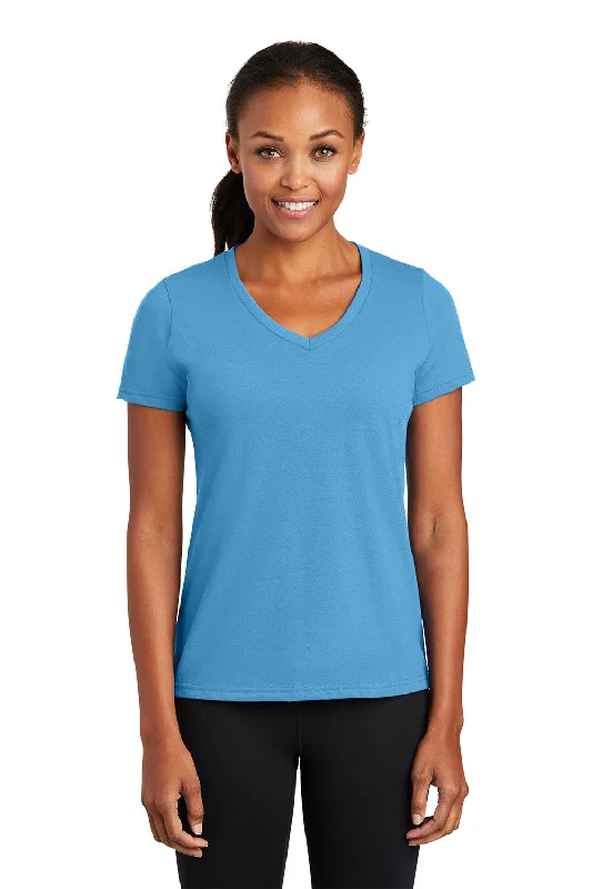 Port & Company Womens Dry Zone Performance Moisture Wicking Short Sleeve V-Neck T-Shirt - Aquatic Blue Plaid T-Shirt Polka Dot Checkered Port & Company Womens Dry Zone Performance Moisture Wicking Short Sleeve V-Neck T-Shirt - Aquatic Blue Plaid T-Shirt Polka Dot Checkered