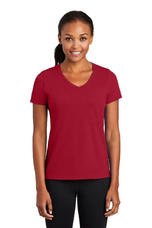 Port & Company Womens Dry Zone Performance Moisture Wicking Short Sleeve V-Neck T-Shirt - Red Collared Crew Neck Turtle Neck Port & Company Womens Dry Zone Performance Moisture Wicking Short Sleeve V-Neck T-Shirt - Red Collared Crew Neck Turtle Neck