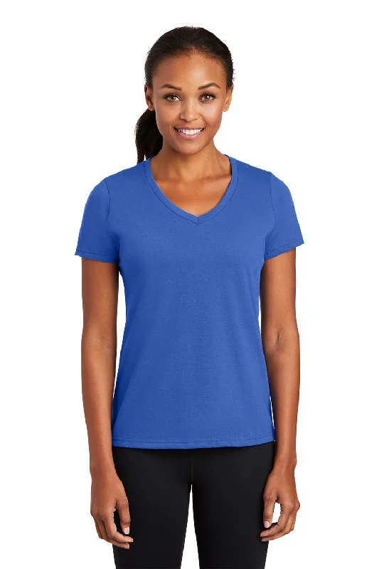 Port & Company Womens Dry Zone Performance Moisture Wicking Short Sleeve V-Neck T-Shirt - Royal Blue Polka Dot Checkered Tartan Port & Company Womens Dry Zone Performance Moisture Wicking Short Sleeve V-Neck T-Shirt - Royal Blue Polka Dot Checkered Tartan