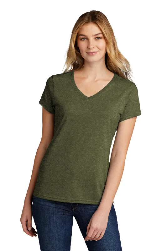 Port & Company Womens Short Sleeve V-Neck T-Shirt - Heather Military Green Notch Collar Peter Pan Collar Cowl Neck Port & Company Womens Short Sleeve V-Neck T-Shirt - Heather Military Green Notch Collar Peter Pan Collar Cowl Neck