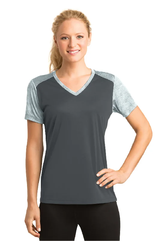 Sport-Tek Womens CamoHex Moisture Wicking Short Sleeve V-Neck T-Shirt - Iron Grey/White - Closeout Denim Fabric Leather Fabric Suede Fabric Sport-Tek Womens CamoHex Moisture Wicking Short Sleeve V-Neck T-Shirt - Iron Grey/White - Closeout Denim Fabric Leather Fabric Suede Fabric
