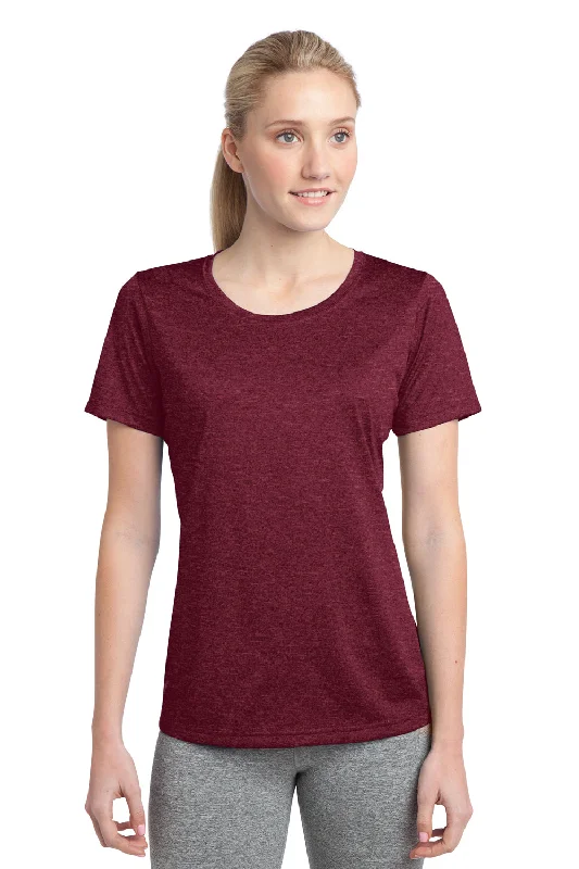 Sport-Tek Womens Contender Heather Moisture Wicking Short Sleeve Crewneck T-Shirt - Heather Cardinal Red - Closeout Polka Dot Checkered Tartan Sport-Tek Womens Contender Heather Moisture Wicking Short Sleeve Crewneck T-Shirt - Heather Cardinal Red - Closeout Polka Dot Checkered Tartan