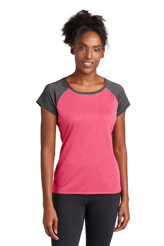 Sport-Tek Womens Contender Heather Moisture Wicking Short Sleeve Wide Neck T-Shirt - Heather Raspberry Pink/Heather Graphite Grey Lace Blend Ribbed Blend Corduroy Blend Sport-Tek Womens Contender Heather Moisture Wicking Short Sleeve Wide Neck T-Shirt - Heather Raspberry Pink/Heather Graphite Grey Lace Blend Ribbed Blend Corduroy Blend