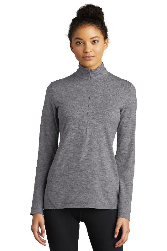 Sport-Tek Womens Exchange 1.5 Long Sleeve 1/4 Zip T-Shirt - Heather Grey Mesh Blend Leather Blend Suede Blend Sport-Tek Womens Exchange 1.5 Long Sleeve 1/4 Zip T-Shirt - Heather Grey Mesh Blend Leather Blend Suede Blend