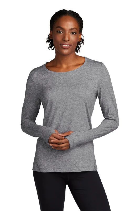 Sport-Tek Womens Exchange 1.5 Long Sleeve Crewneck T-Shirt - Heather Grey Collared Crew Neck Turtle Neck Sport-Tek Womens Exchange 1.5 Long Sleeve Crewneck T-Shirt - Heather Grey Collared Crew Neck Turtle Neck