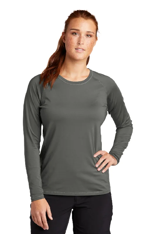 Sport-Tek Womens Rashguard Moisture Wicking Long Sleeve Crewneck T-Shirt - Dark Smoke Grey Solid Color Striped Floral Sport-Tek Womens Rashguard Moisture Wicking Long Sleeve Crewneck T-Shirt - Dark Smoke Grey Solid Color Striped Floral