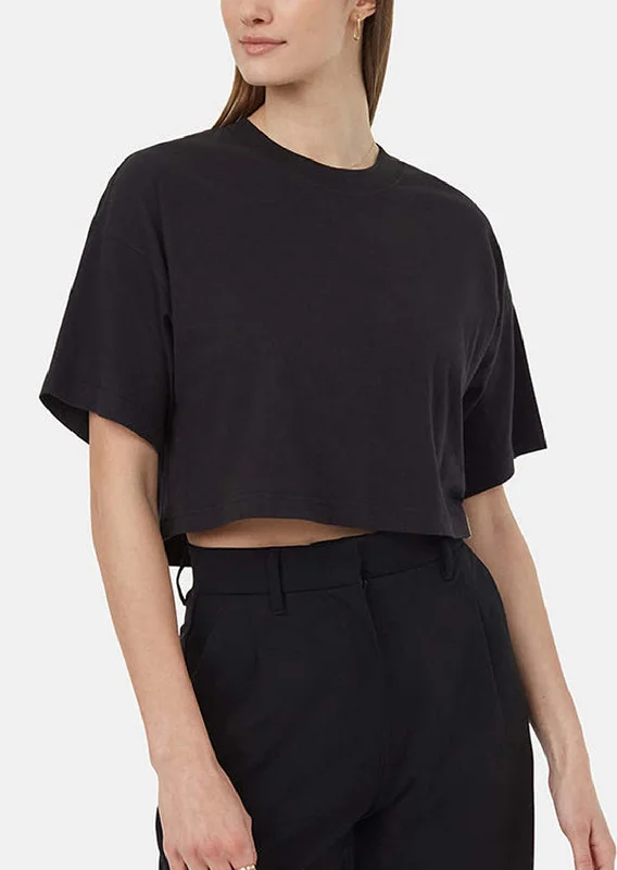 Tentree Women's Regenerative Cotton Oversized Crop T-Shirt Mesh Canvas Denim
