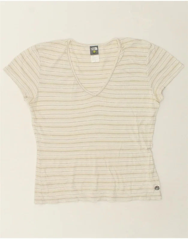 THE NORTH FACE Womens T-Shirt Top UK 16 Large White Striped Cotton Satin Fabric Silk Fabric Chiffon Fabric THE NORTH FACE Womens T-Shirt Top UK 16 Large White Striped Cotton Satin Fabric Silk Fabric Chiffon Fabric