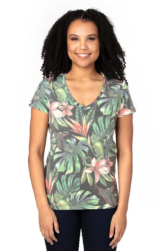 Threadfast Apparel Womens Ultimate Short Sleeve V-Neck T-Shirt - Tropical Jungle Houndstooth Herringbone Solid Threadfast Apparel Womens Ultimate Short Sleeve V-Neck T-Shirt - Tropical Jungle Houndstooth Herringbone Solid
