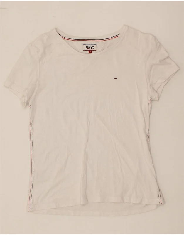 TOMMY HILFIGER Womens T-Shirt Top UK 10 Small White Cotton Chenille Blend Fleece Blend Nylon Blend TOMMY HILFIGER Womens T-Shirt Top UK 10 Small White Cotton Chenille Blend Fleece Blend Nylon Blend