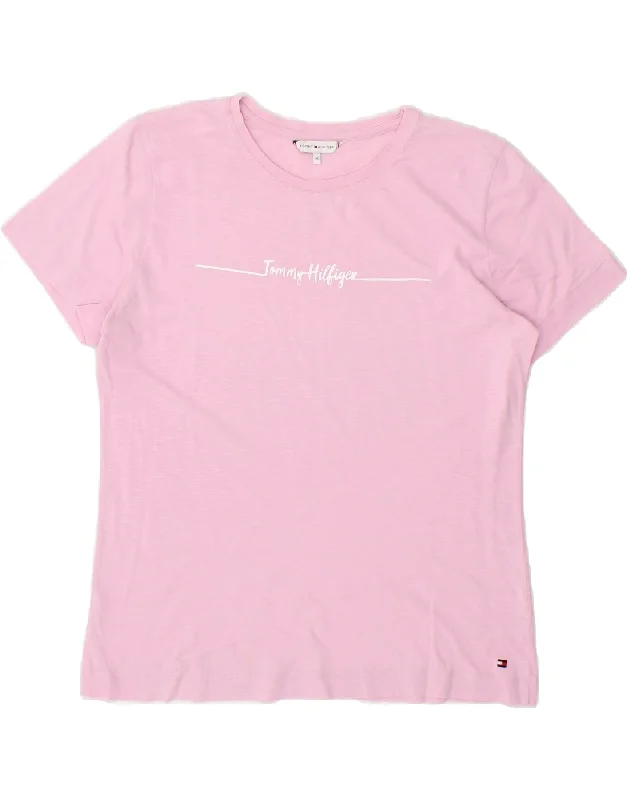 TOMMY HILFIGER Womens T-Shirt Top UK 18 XL Pink Casual Formal Business