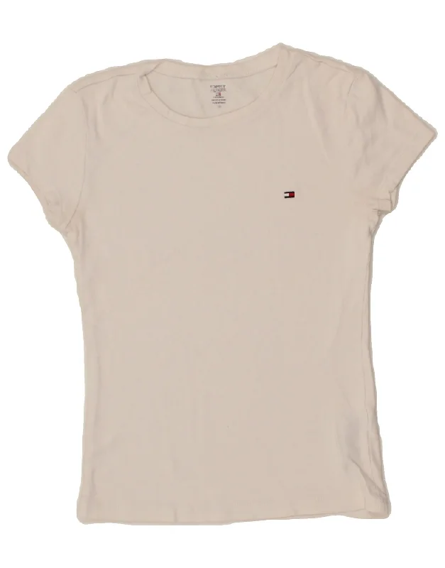 TOMMY HILFIGER Womens T-Shirt Top UK 8 Small White Chenille Blend Fleece Blend Nylon Blend TOMMY HILFIGER Womens T-Shirt Top UK 8 Small White Chenille Blend Fleece Blend Nylon Blend
