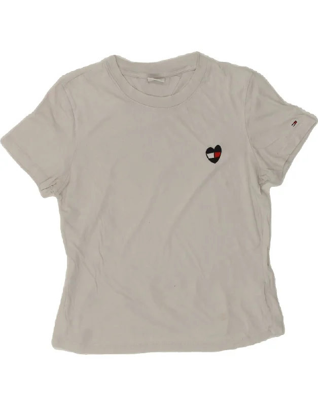 TOMMY JEANS Womens T-Shirt Top UK 10 Small White Cotton Rayon Fabric Velvet Fabric Corduroy Fabric TOMMY JEANS Womens T-Shirt Top UK 10 Small White Cotton Rayon Fabric Velvet Fabric Corduroy Fabric