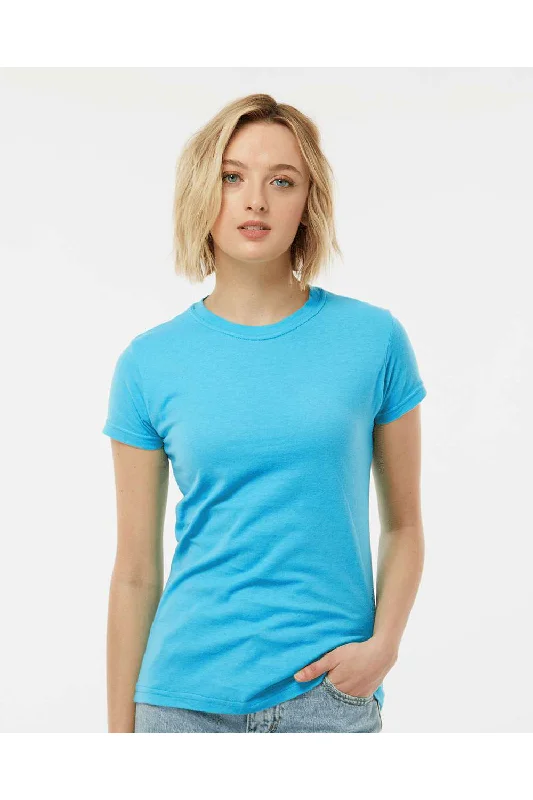Tultex Womens Fine Jersey Slim Fit Short Sleeve Crewneck T-Shirt - Aqua Blue - NEW Real Fur Shearling Chenille Tultex Womens Fine Jersey Slim Fit Short Sleeve Crewneck T-Shirt - Aqua Blue - NEW Real Fur Shearling Chenille