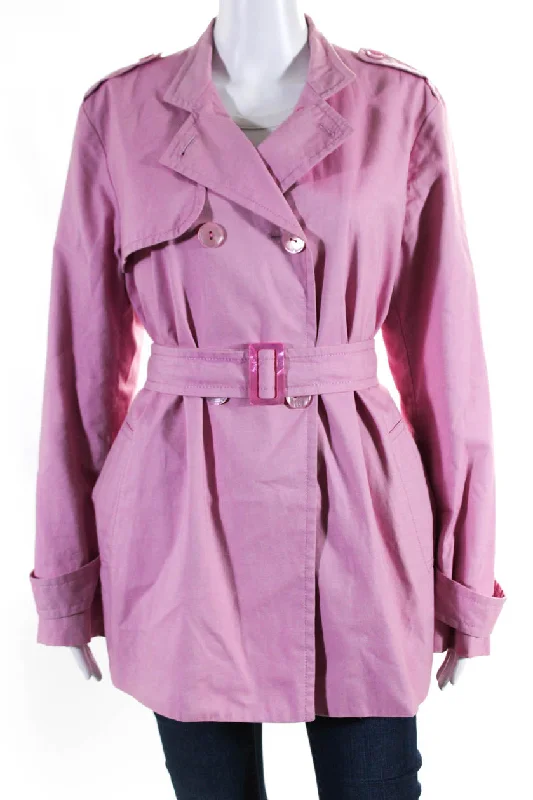 Agnona Women's Cotton Double Breasted Lined Trench Jacket Pink Tailored Jacket Straight Jacket A-Line Jacket Agnona Women's Cotton Double Breasted Lined Trench Jacket Pink Tailored Jacket Straight Jacket A-Line Jacket