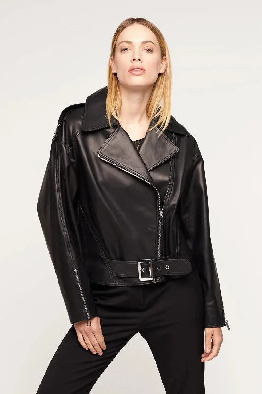 Black nappa leather jacket women Mesh Jacket Canvas Jacket Denim Jacket