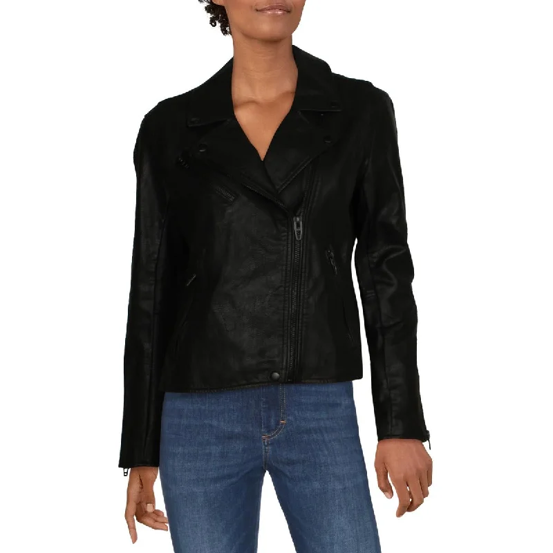 [BLANKNYC] Womens Faux Leather Notch Collar Motorcycle Jacket Toggled Jacket Drawstring Jacket Belted Jacket
