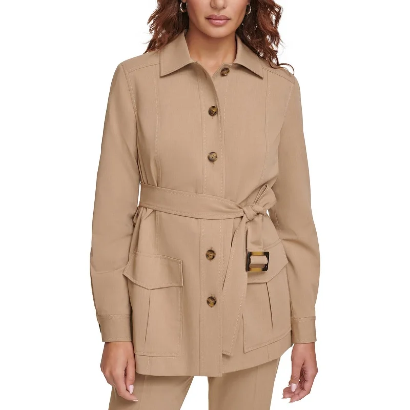 Calvin Klein Womens Slub  Shirt Jacket Wool Fabric Cashmere Fabric Tweed Fabric