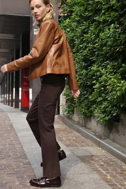 Camel leather jacket womens Faux Fur Jacket Real Fur Jacket Shearling Jacket