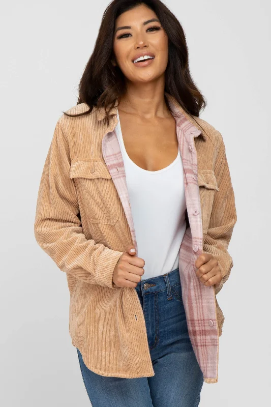 Camel Reversible Shirt Jacket Wool Jacket Cashmere Jacket Tweed Jacket