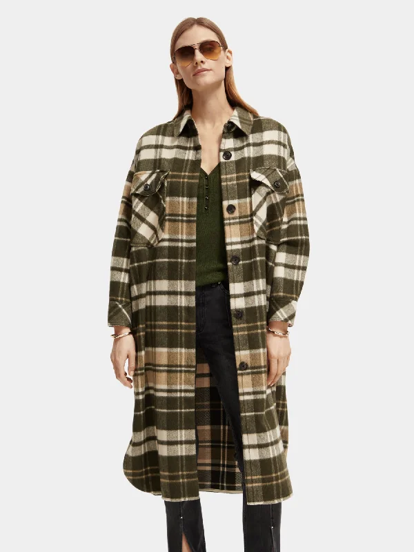 Checked wool-blend jacket Ribbed Jacket Pleated Jacket Ruffled Jacket