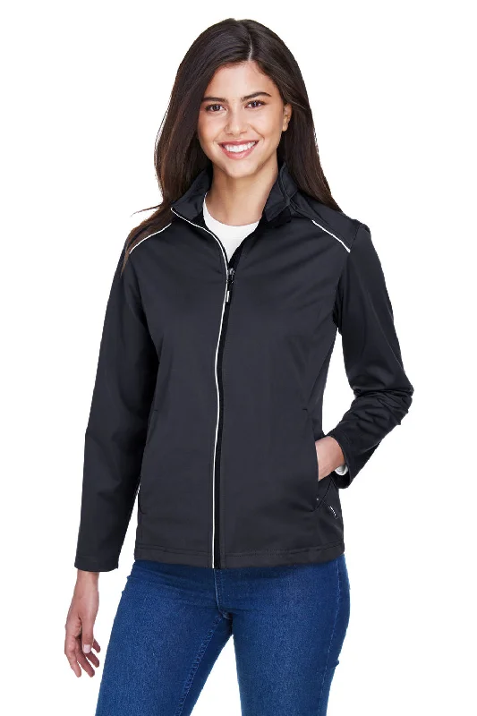 Core 365 Womens Techno Lite Water Resistant Full Zip Jacket - Black Boat Neck Shawl Collar Notched Collar Core 365 Womens Techno Lite Water Resistant Full Zip Jacket - Black Boat Neck Shawl Collar Notched Collar