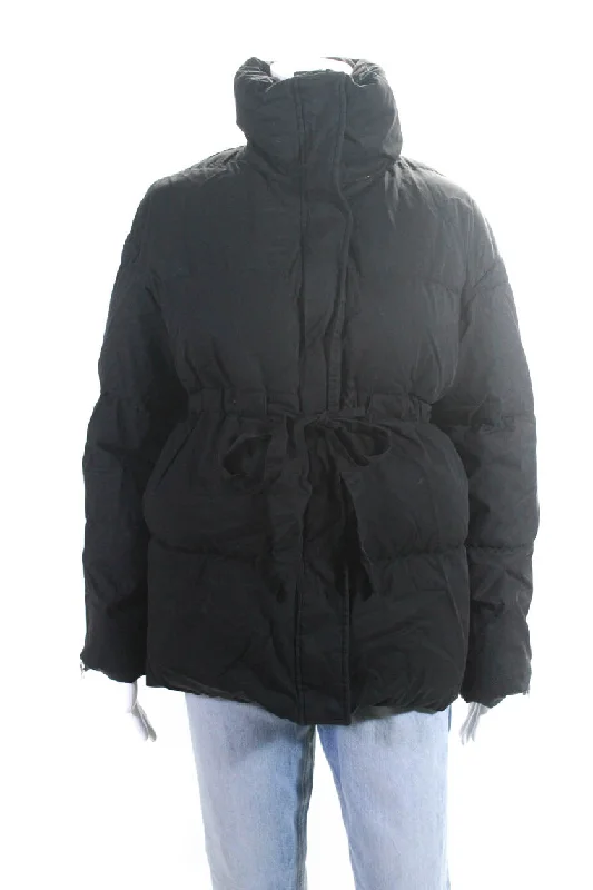 Curated Womens Full Zipper Puffer Jacket Black Cotton Cotton Fabric Linen Fabric Terry Fabric Curated Womens Full Zipper Puffer Jacket Black Cotton Cotton Fabric Linen Fabric Terry Fabric