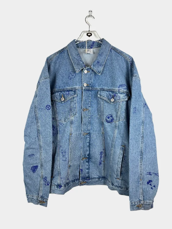 Denim Scribbled Jacket Bomber Jacket Anorak Windbreaker